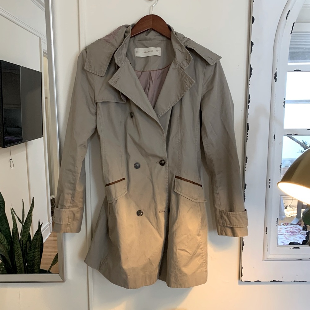 Zara Button Up Basic Trench - image 1